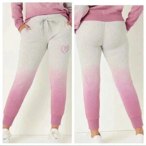 Victoria's Secret Pink Ombre Dip Dye Skinny Joggers Heather Stone Grey Pink XXL